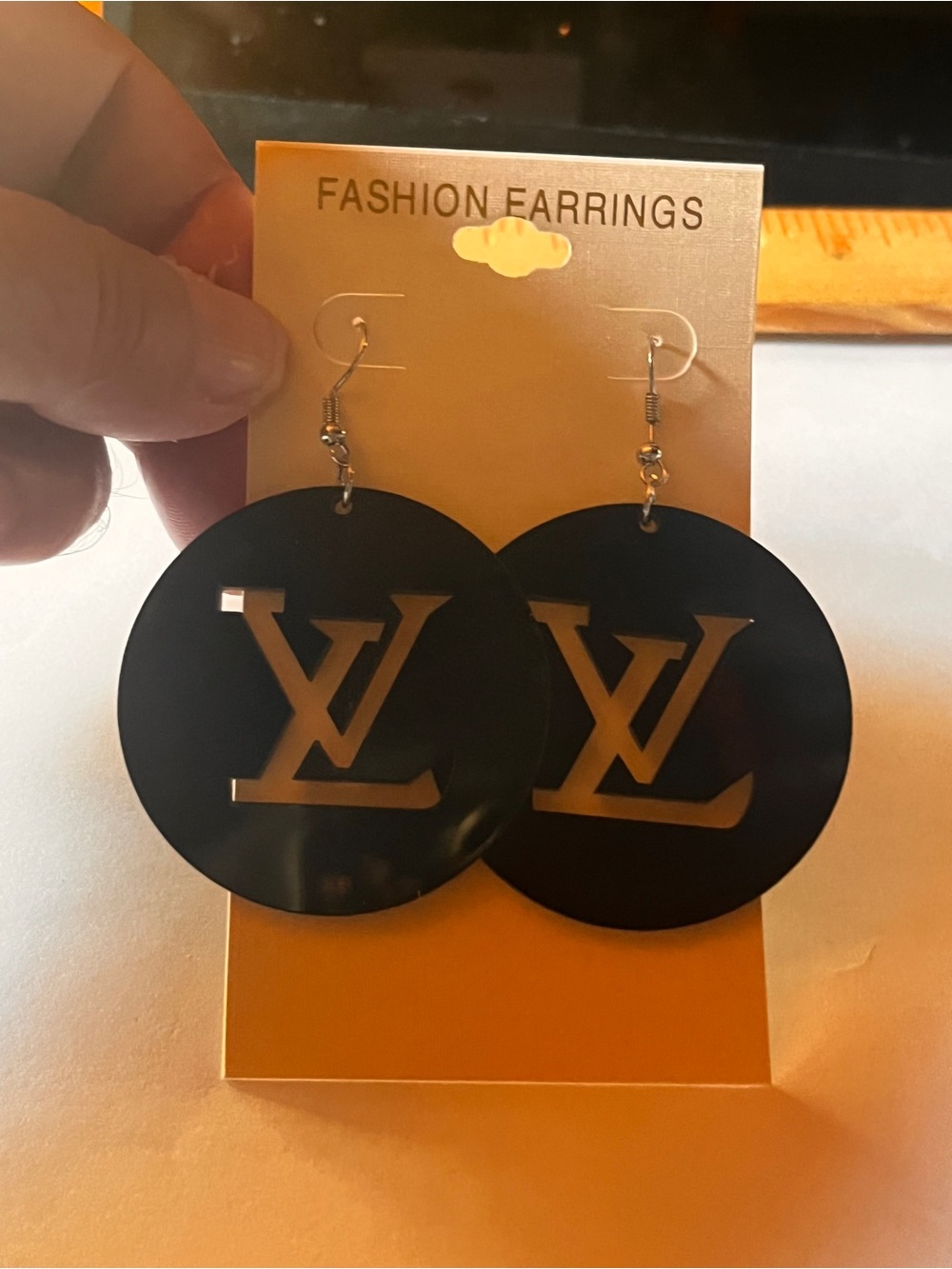 Black Monogram Earrings Logo Round Drop Earrings Fashion Earrings Unbranded